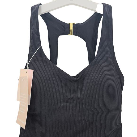 Andie Swim Womans size XXS The Catalina Ribbed One Piece Swimsuit in Black NEW - Picture 2 of 8